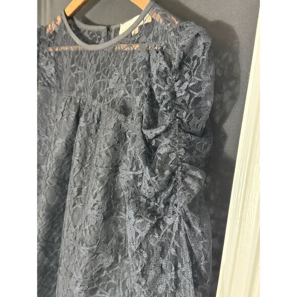 LOFT Lace Blouse Mock Neck Long Sleeve Top Black Size‎ M Whimsigoth Fairy - Picture 5 of 9